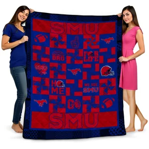 smu mustangs helmet heart blue quilt blanket best selling