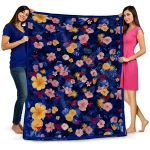smu mustangs hibiscus foliage blue quilt blanket best selling