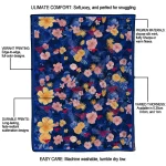 smu mustangs hibiscus foliage blue quilt blanket best selling
