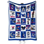 smu mustangs mickey mouse motif blue white quilt blanket best selling