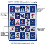 smu mustangs mickey mouse motif blue white quilt blanket best selling