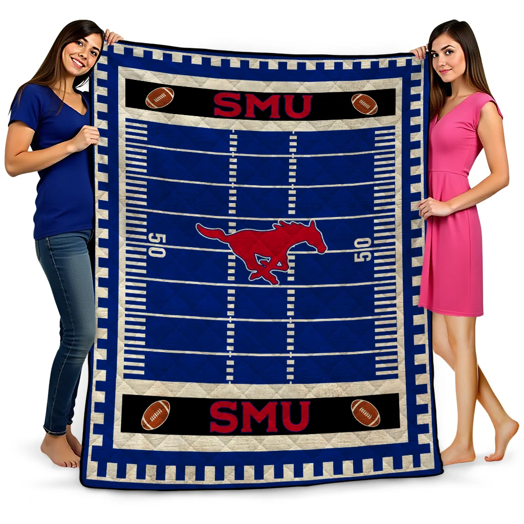 smu mustangs mickey player blue quilt blanket best selling smu mustangs mickey player blue quilt blanket best selling