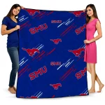 smu mustangs sketch lines blue quilt blanket best selling