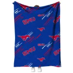 smu mustangs sketch lines blue quilt blanket best selling