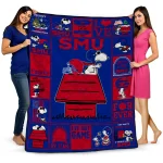 smu mustangs snoopy love blue quilt blanket best selling
