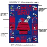 smu mustangs snoopy love blue quilt blanket best selling