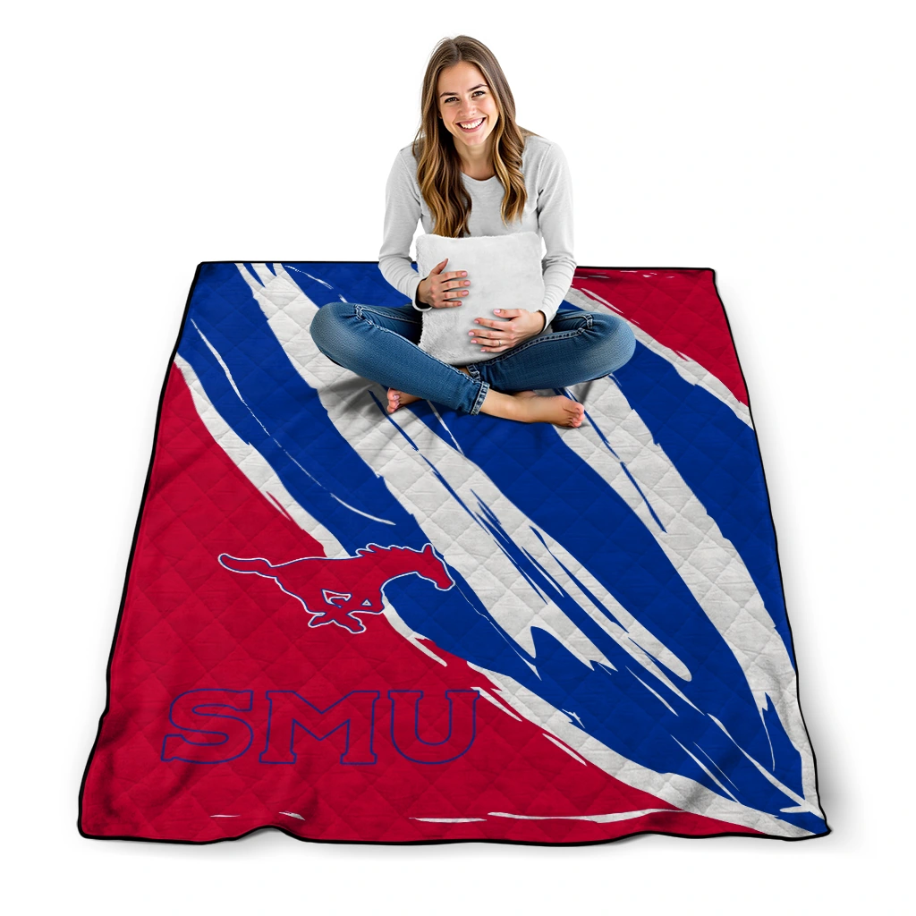 smu mustangs stroke art blue white quilt blanket high quality smu mustangs stroke art blue white quilt blanket high quality