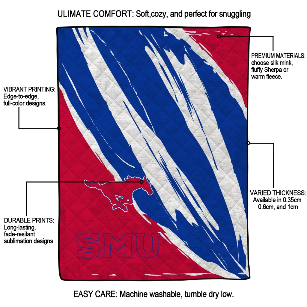 smu mustangs stroke art blue white quilt blanket latest model smu mustangs stroke art blue white quilt blanket latest model
