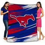smu mustangs wild lines blue white quilt blanket best selling