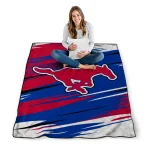 smu mustangs wild lines blue white quilt blanket best selling