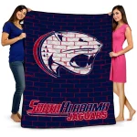 south alabama jaguars brick grid blue quilt blanket best selling