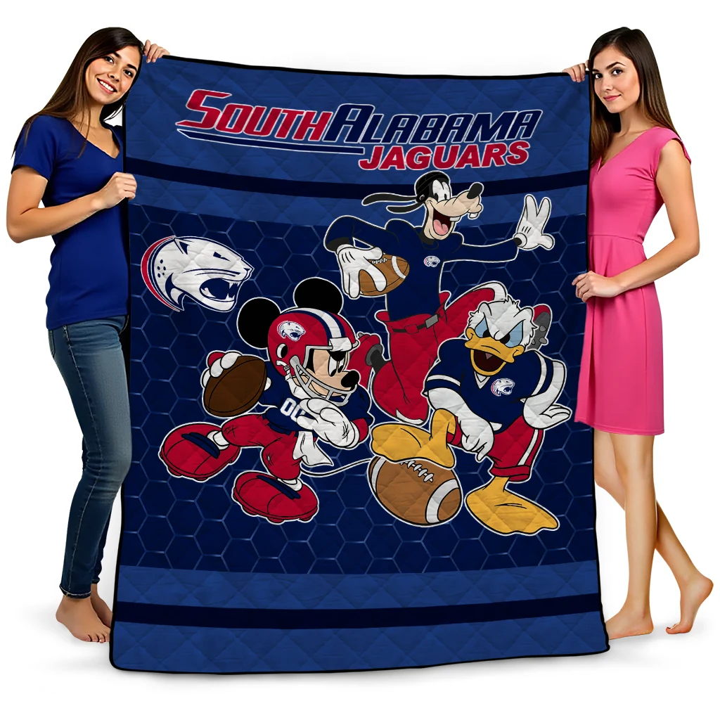 south alabama jaguars disney football blue quilt blanket best selling south alabama jaguars disney football blue quilt blanket best selling