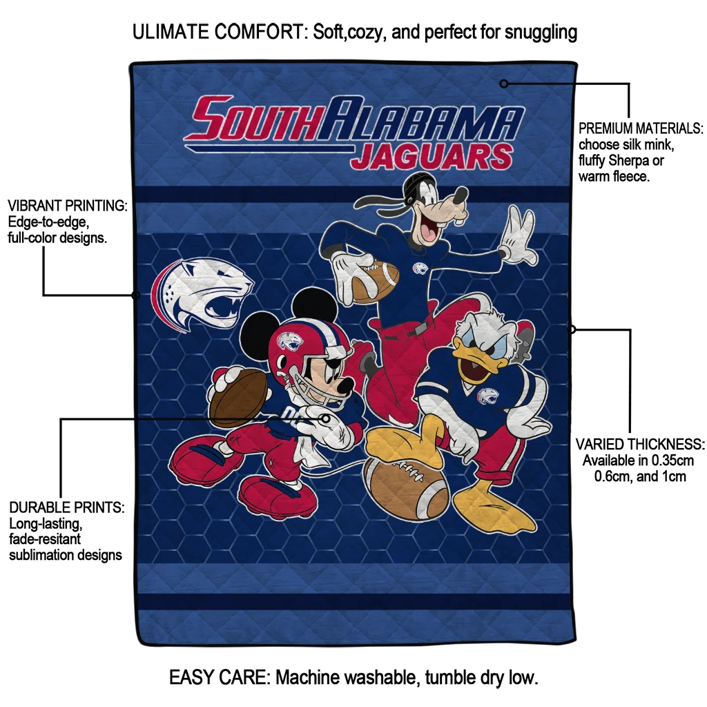 south alabama jaguars disney football blue quilt blanket latest model south alabama jaguars disney football blue quilt blanket latest model