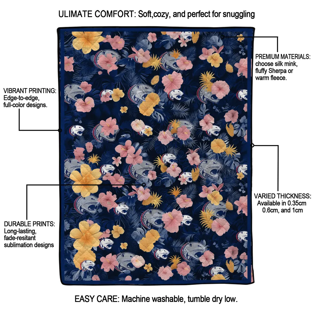 south alabama jaguars hibiscus foliage blue quilt blanket latest model south alabama jaguars hibiscus foliage blue quilt blanket latest model