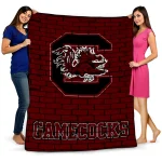 south carolina gamecocks brick grid garnet quilt blanket best selling