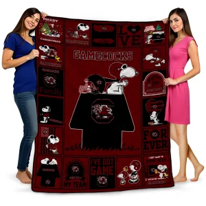 south carolina gamecocks snoopy love garnet quilt blanket best selling