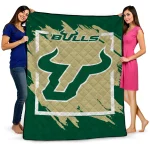 south florida bulls block border green quilt blanket best selling