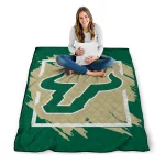 south florida bulls block border green quilt blanket best selling
