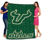 south florida bulls brick grid green quilt blanket best selling