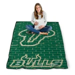 south florida bulls brick grid green quilt blanket best selling
