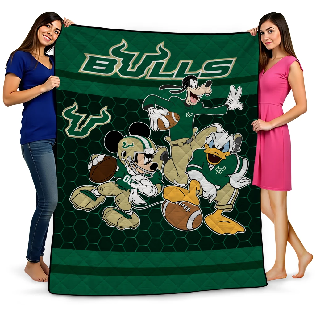 south florida bulls disney football green quilt blanket best selling south florida bulls disney football green quilt blanket best selling