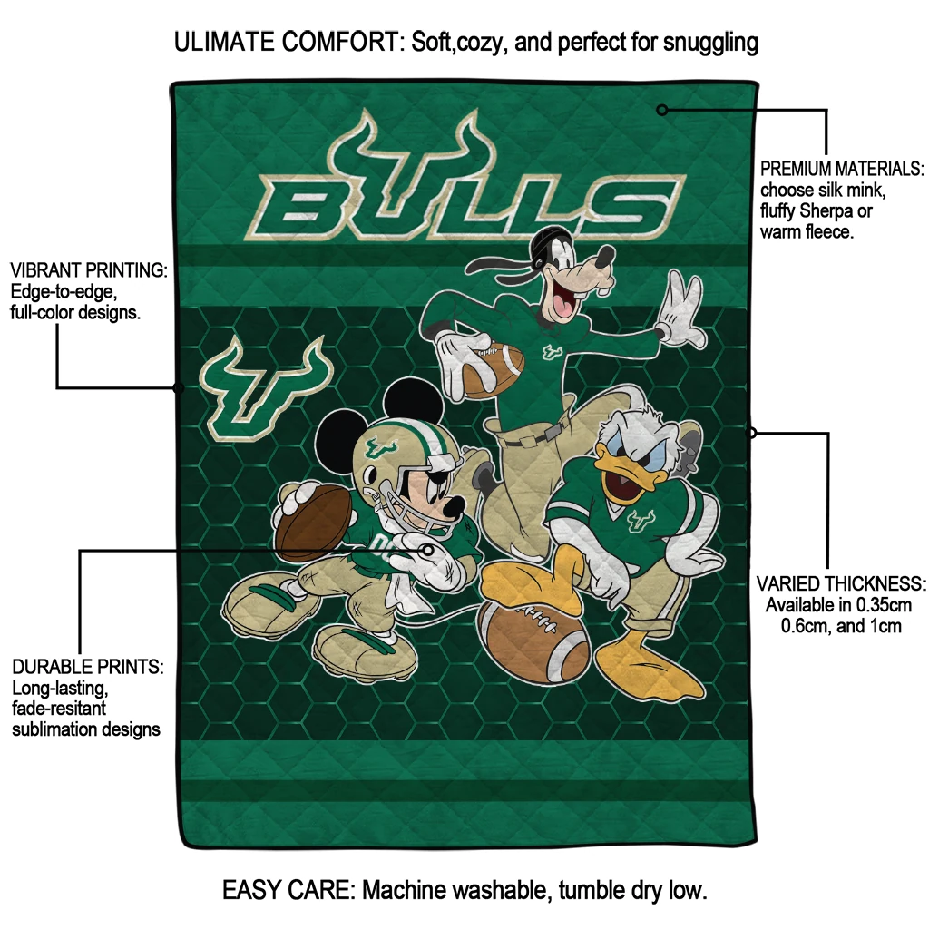 south florida bulls disney football green quilt blanket latest model south florida bulls disney football green quilt blanket latest model