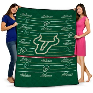 south florida bulls handdrawn stripes green quilt blanket best selling