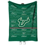 south florida bulls handdrawn stripes green quilt blanket best selling