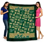 south florida bulls helmet heart green quilt blanket best selling