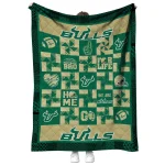 south florida bulls helmet heart green quilt blanket best selling