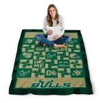 south florida bulls helmet heart green quilt blanket best selling
