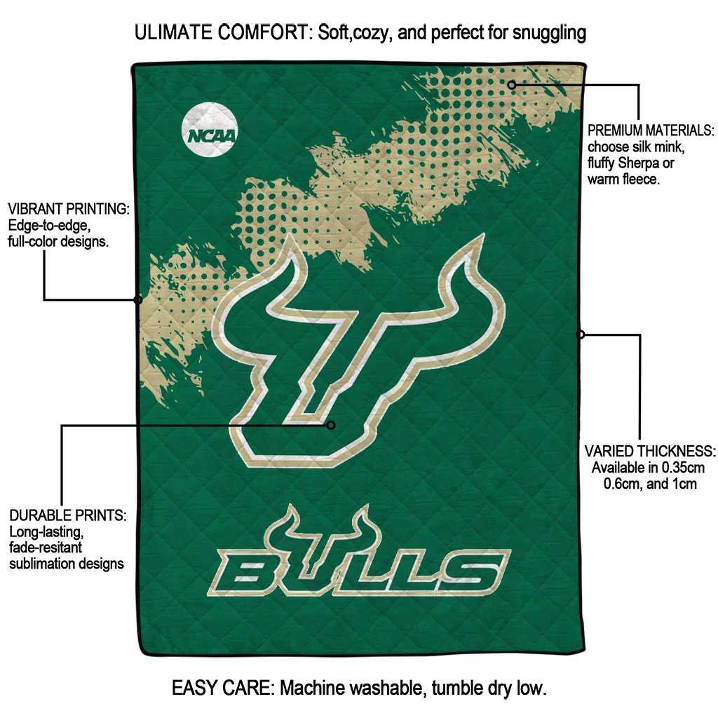 south florida bulls paint trail green quilt blanket latest model south florida bulls paint trail green quilt blanket latest model