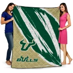 south florida bulls stroke art green white quilt blanket best selling