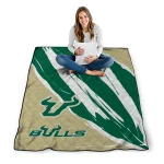 south florida bulls stroke art green white quilt blanket best selling