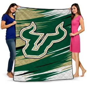 south florida bulls wild lines green white quilt blanket best selling