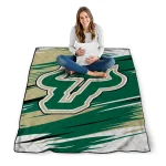 south florida bulls wild lines green white quilt blanket best selling