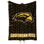 southern miss golden eagles brick grid black quilt blanket best selling