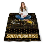southern miss golden eagles brick grid black quilt blanket best selling