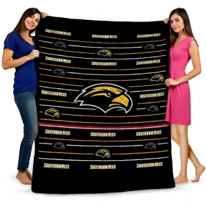 southern miss golden eagles handdrawn stripes black quilt blanket best selling