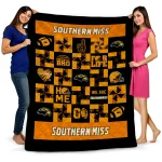 southern miss golden eagles helmet heart black quilt blanket best selling
