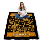 southern miss golden eagles helmet heart black quilt blanket best selling