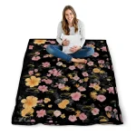southern miss golden eagles hibiscus foliage black quilt blanket best selling