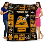 southern miss golden eagles snoopy love black quilt blanket best selling
