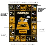 southern miss golden eagles snoopy love black quilt blanket best selling
