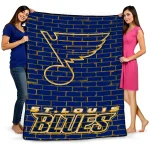 st louis blues brick grid blue quilt blanket best selling