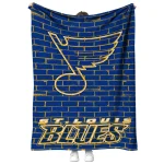 st louis blues brick grid blue quilt blanket best selling