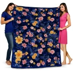 st louis blues hibiscus foliage blue quilt blanket best selling
