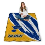 st louis blues stroke art blue white quilt blanket best selling