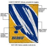 st louis blues stroke art blue white quilt blanket best selling