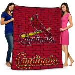 st louis cardinals brick grid red quilt blanket best selling